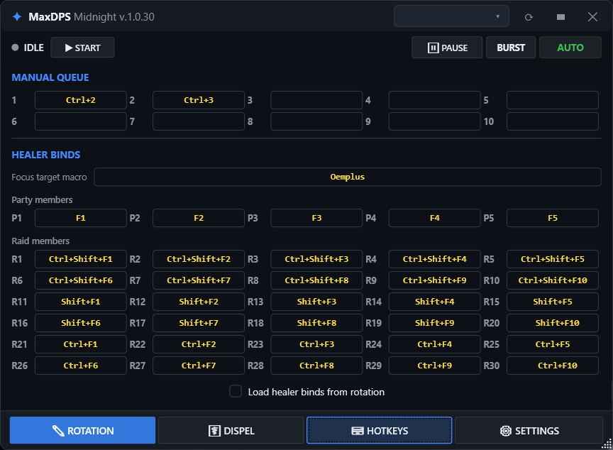 Group member selection in MaxDPS Midnight