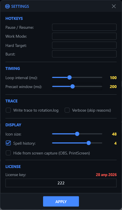 MaxDPS Midnight main settings
